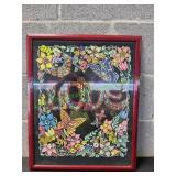 Framed Black Fuzzy "LOVE" Poster