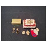 Vtg Earrings, Trinket Boxes & More