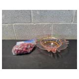 Vtg Blue Sky Cherries Glass Bowl w/ Faux Cherries