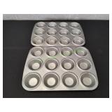 (2) 12-Cup Metal Fluted Tart / Muffin Baking Pans