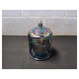 Indiana Glass Blue Iridescent Carnival Canister