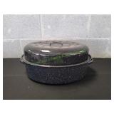 Black Granite Ware Oval Rasting Pan w/ Lid
