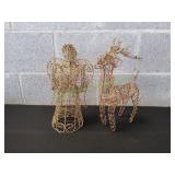 Vtg Gold Tone Wire Mess Angel & Reindeer