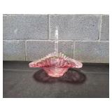 Vtg Pink Depression Glass Basket