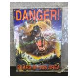 Metal Novelty Sign "Danger Bears in This Area"