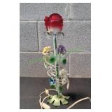 Vtg Tole Floral Table Lamp