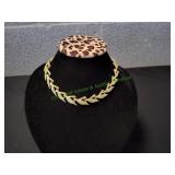 Vtg MCM Silver-Tone Leaf-Link Choker Necklace