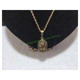 Vtg Gold-Tone Spanish Toledo Damascene Pendant