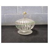 Vtg Jeannette Glass Footed Cover Candy Dish