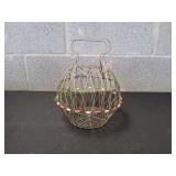 Vtg Folding Wire Egg Basket