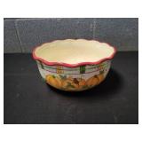 Vtg "Give Thanks" Ceramic Scalloped Bowl