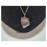 Vtg Silver-Tone Accordion Pendant