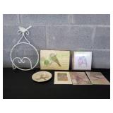 Bird Wall Art w/Metal Wrought Iron Plate Holder