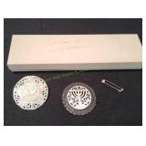(2) Vtg Hand Carved Mother of Peal Brooches