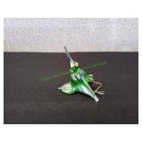 Hand-Blown Green Glass Hummingbird Ornament
