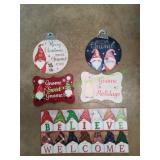 (6) Christmas Holiday Gnome Wall Plaques