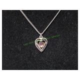 Vtg Silver-Tone Double Heart Pendant