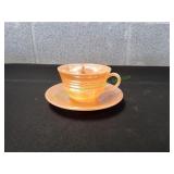 Vtg Fire King Peach Lustre Teacup w/ Saucer