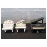 (3) Ceramic Grand Piano Trinket Boxes