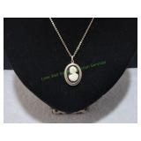 Vtg Gold-Tone Oval Classic Lady Cameo Pendant