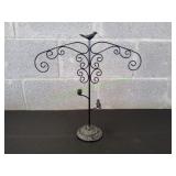 15" Vtg Black Metal Jewelry Stand
