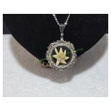Vtg Silver-Tone Edelweiss Pendant