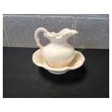 Vtg Small McCoy Pottery Pitcher w/ Wash Bowl