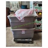 (2) Large Totes of Christmas Garland & More