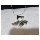 Vtg Silver-Tone Musical Charm Necklace