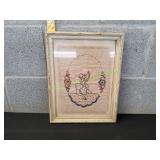 Vtg Framed Embroidered Southern Belle