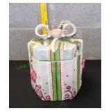 Vtg Ceramic Floral Gift Present 3D Cookie Jar