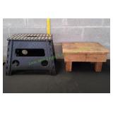 Black Step Stool & Wooden Step Stool
