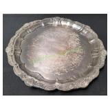 Vtg 16" Round Silver-Plated Serving Platter