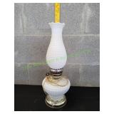Vtg White Hobnail Milk Glass Hurricane Lamp