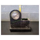 Vtg Decorative Desk Organizer w/ Clock