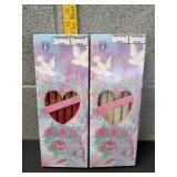 (2) Boxes of Red & White 12" Taper Candles