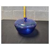 Vtg Blue Pyrex Sculpted / Ribbed Mixing Bowl