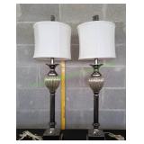 (2) 30" Gunmetal Table Lamps w/ Glass Founts