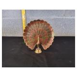 Etched Brass Peacock Figurine