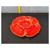 Vtg California Pottery Orange Lazy Susan Server