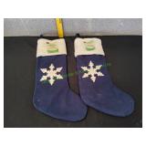 (2) Holiday Living Blue Christmas Stockings