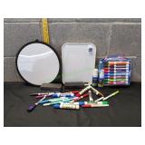 (2) Dry Erase Boards w/ Markers, Erasers & More