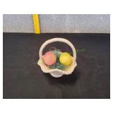 Vtg Mini Ceramic Easter Basket w/ Eggs