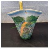 Vtg Bluebonnet Painted Pottery Vase