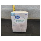 Great Value White Forks & Spoons, 120ct