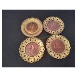 (4)Brass/Copper Classical Music Composer Plaques