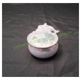 Vtg Hand Painted Porcelain Floral Trinket Box