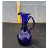 Vtg 5" Handblown Cobalt Blue Pitcher