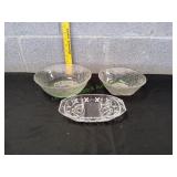 (2) Vtg Glass Serving Bowls w/ Relish Dish