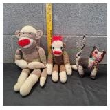 Sock Monkey w/ Crocheted Monkey & Cat